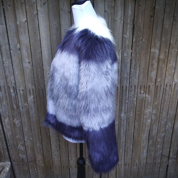 ZARA Blue Ombré faux fur Jacket M - Picture 5 of 7